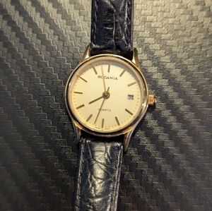 Rodania Gold and Black Leather Watch